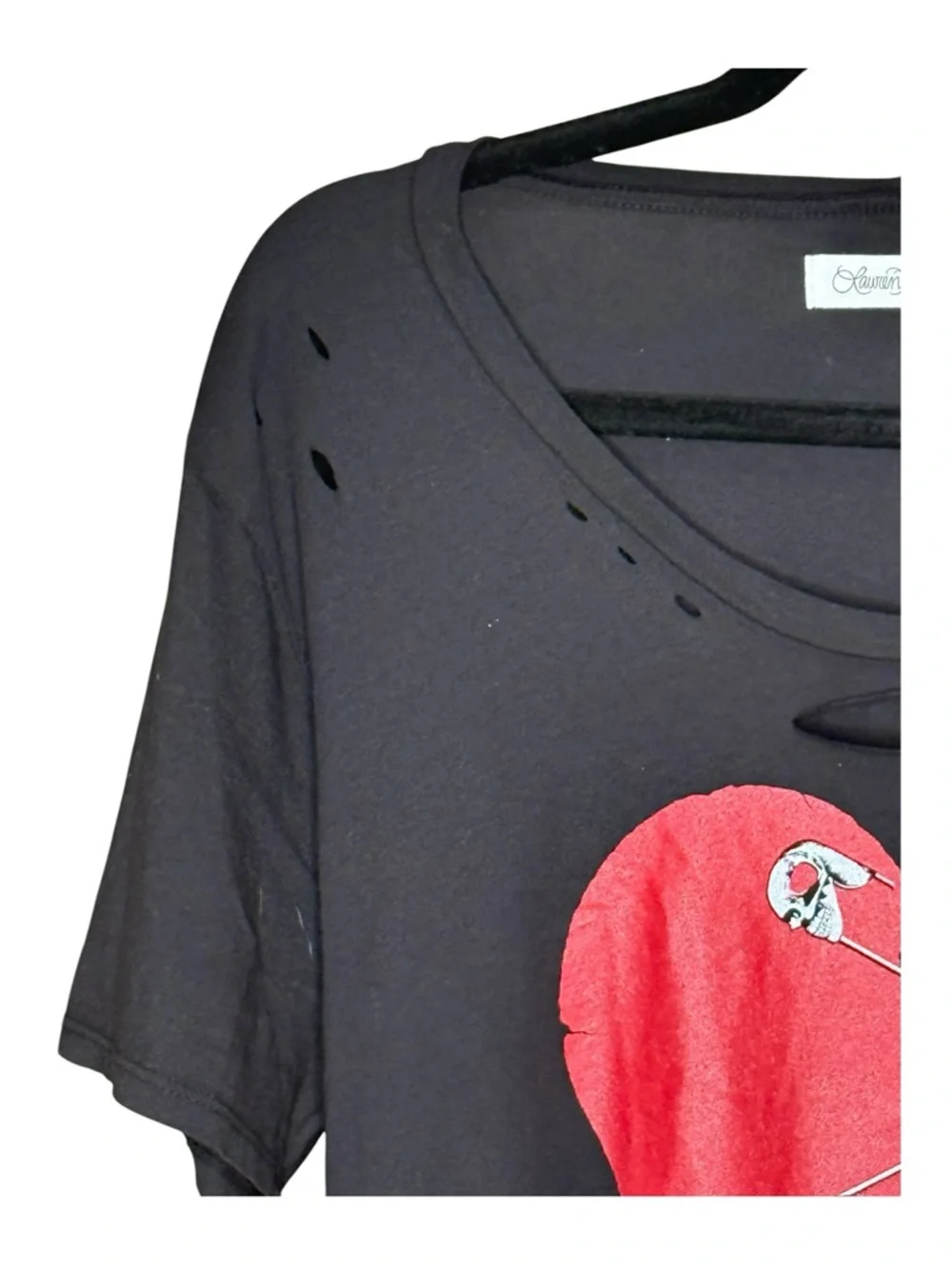 new Lauren Moshi ❤︎︎ Punky Brewster’s Myra Safety Pin Heart Tee ❤︎︎ Black ❤︎︎ XL